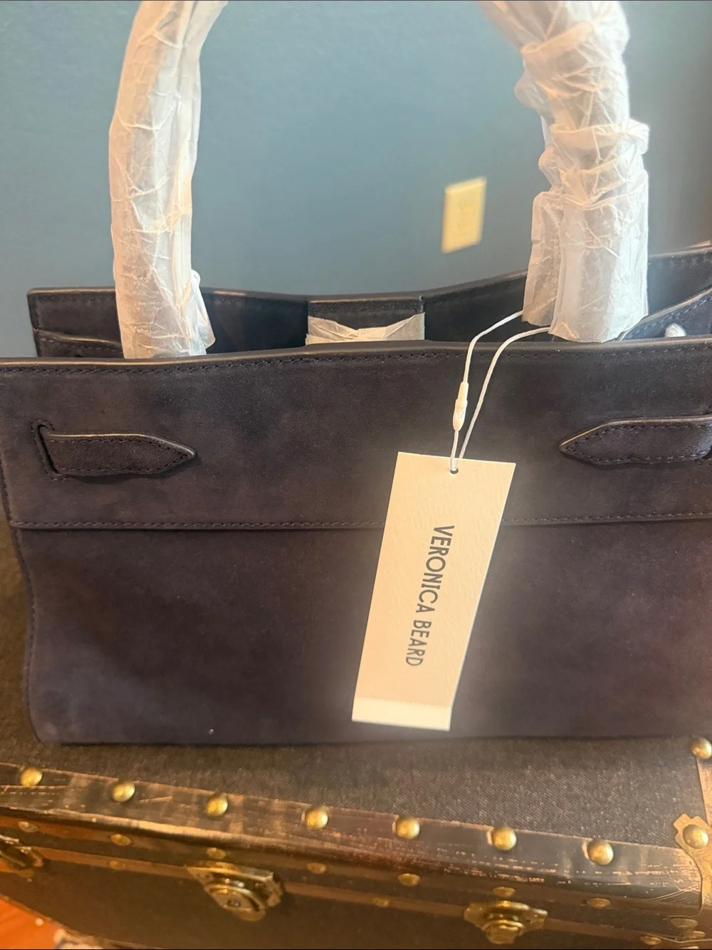 Veronica Beard Navy Suede Dash Bag